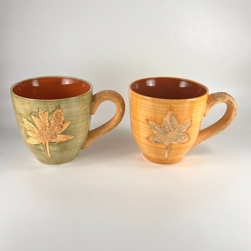 Maple Leaf Harvest Coffee Cup Mug Ceramic Oversized East West Dist Co Lot of 2